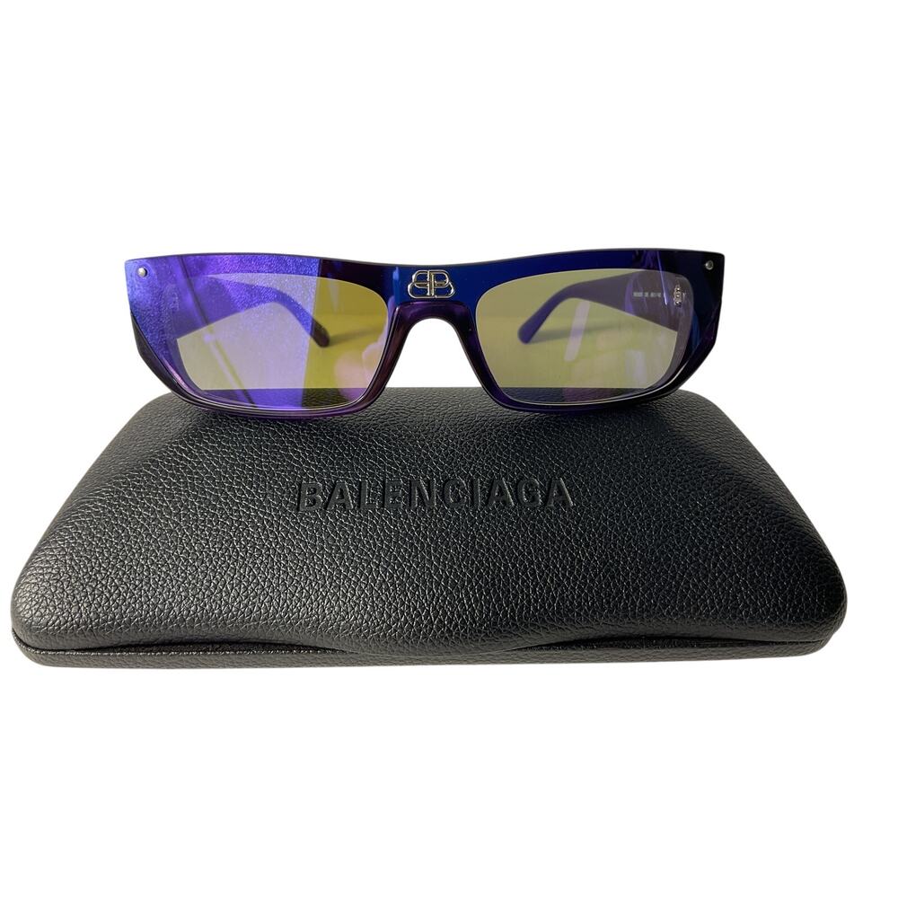 Balenciaga Purple Shield Rectangular Sunglasses - image 2
